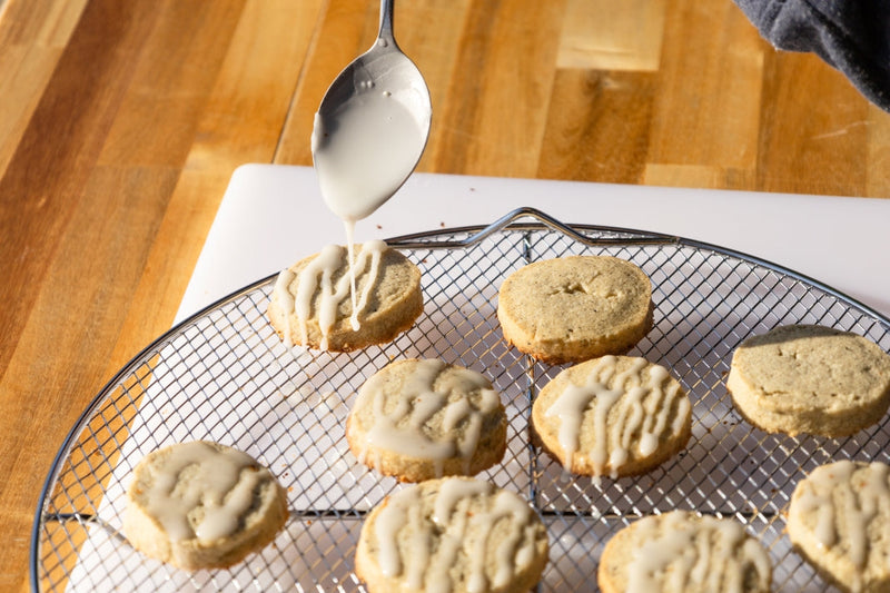 Ingredients to make Lemon Earl Grey Shortbread Cookies spread out on a countertop