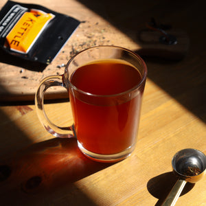 Glass of brewed Giddy Up Julep tea.