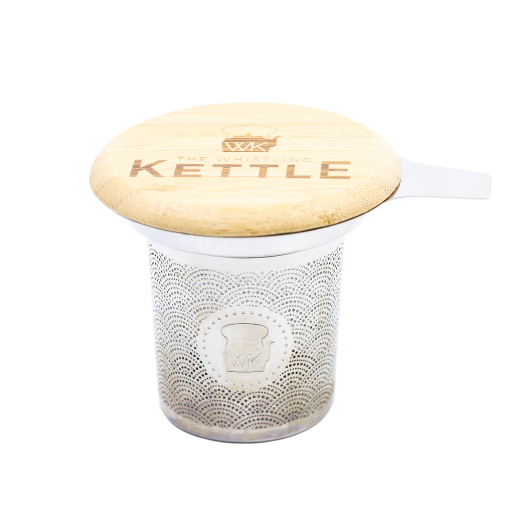 The Whistling Kettle "The Steepster" Stainless Steel Tea Infuser with Bamboo Top.