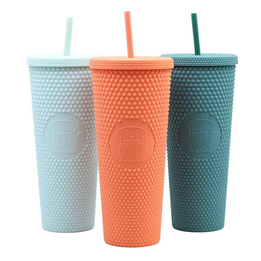 Starbucks Pink Matte Diamond Studded Tumbler Cold Beverage Straw Cup 24oz  Mugs